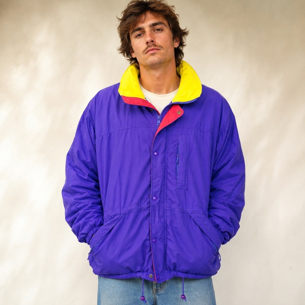 Vintage 90s Eddie Bauer Gore-Tex Jacket Mens L Purple‎ Colorblock Gorpcore